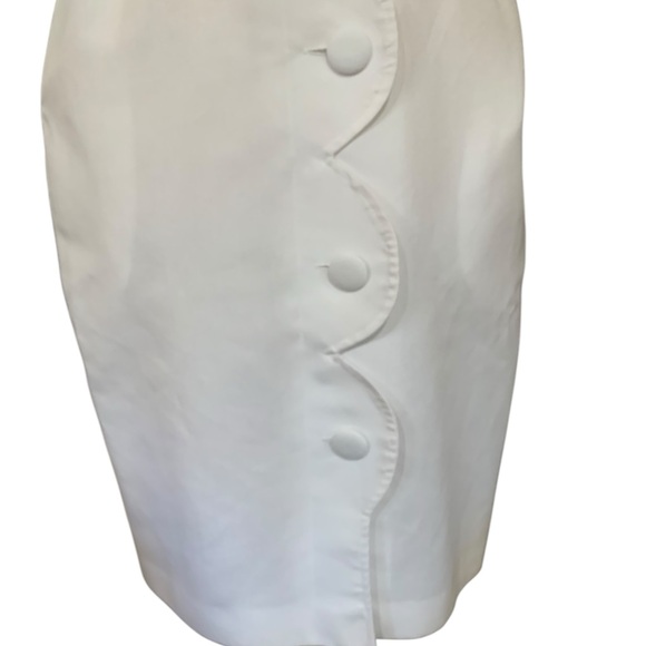 Vintage 90’s Action line white scallop trim button up dress with pockets size 8 - Picture 3 of 13